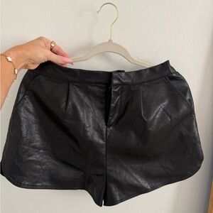 GREY LAB Black High Waist Leather Shorts